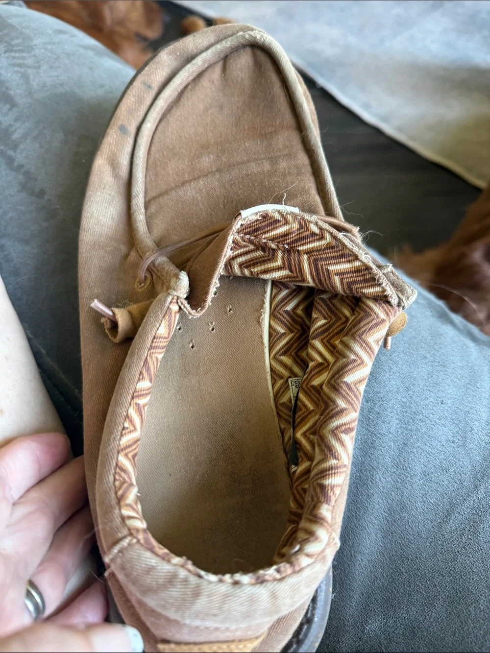 Hey Dude Brown Canvas Slip-On Loafers